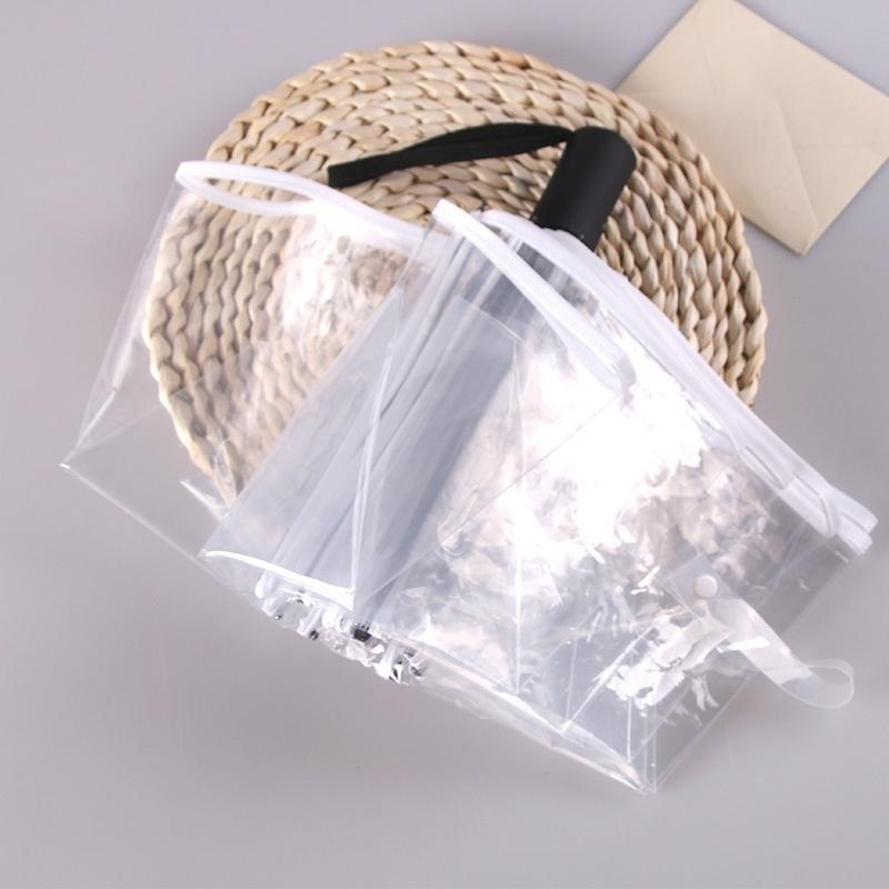 

Folding umbrella transparent folding umbrella one-touch automatic opening and closing plastic umbrel white edge