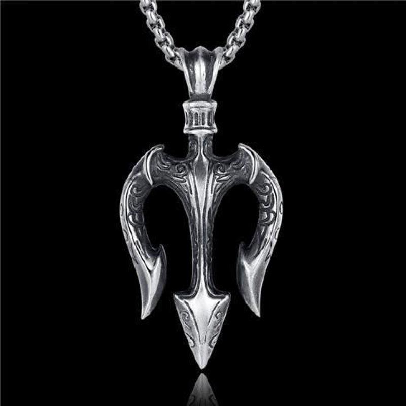 New High-end Trident Pendant Handmade Necklace Trendy Men's Personality Sea God Niche Design