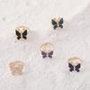Personalized Ring, Fashionable Multi-Colored Butterfly Oil Drip Opening 5-Piece Set, Ring Jewelry.