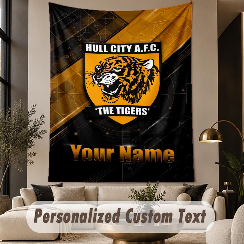 Custom Text Tapestry Hull City Print Wall Tapestry Indoor Living Room Wall Decor