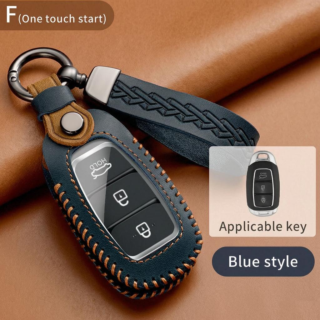 Leather Smart Key Fob Cover For Hyundai Sonata Tucson Santa Fe Elantra Palisade Kona Staria Ioniq 5 6 Grandeur 3 4 5 Button Case