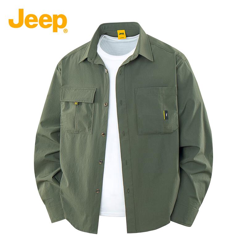 JEEP Men's Vintage Long-Sleeve Polo Shirt