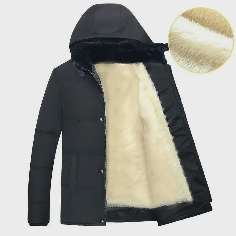 Men's Winter Cotton-Padded Jackets & Coats: Plush, Thickened, Ideal for Middle-Aged & Elderly Dads.