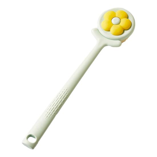 Bath Brush Flower Shape Soft Bristle Long Handle Non-Slip Grip Cleaning Brush Gentle Skin Cleaning SPA Bath Tool Bathroom Accessory зелёный