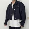Herren-Frühlingsjacke, einfarbig, lockeres Revers, kurze Jacke