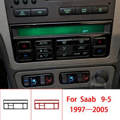 Vhodné pro Saab 9-5 1997—2005 Autodoplňky Interiér Panel spínače klimatizace AC Panel uhlíkové vlákno Kryt Lišta Samolepka