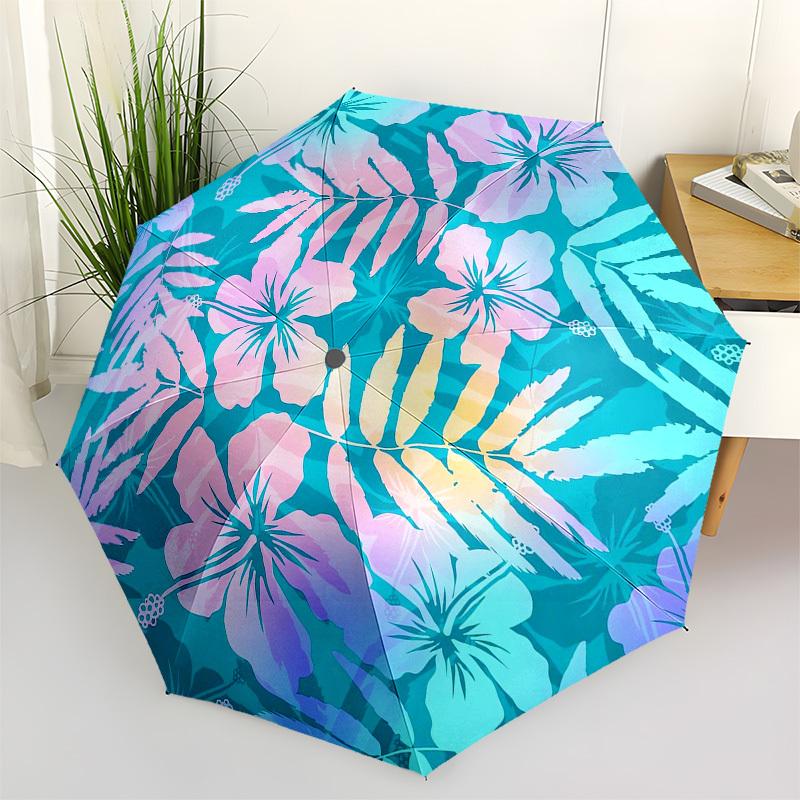 1pc Tropical Floral Pattern Umbrella with Plastic Handle,Vibrant Cartoon Pattern,Multi-functional UmbrellaB1966