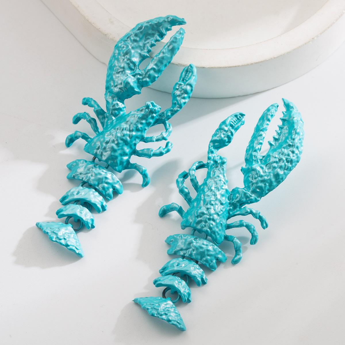 

Модные Личность Преувеличенные Летние Океанские Серьги-пусеты Маленький Дракон Геометричные Легкая Роскошь Высококлассные Преувеличенные Лакированные Серьги для Женщин синий