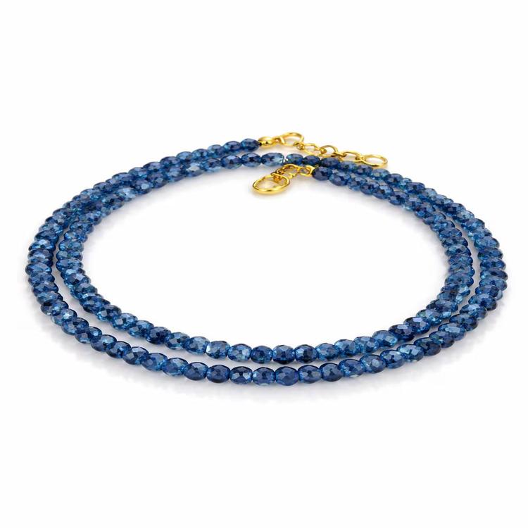 Blue Sapphire Rondelle Beaded Necklace | September Birthstone Jewelry