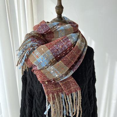 Damen Karoschal - Winddichter warmer Winterschal mit Fransenquasten, Mehrfarbige Optionen für lässige und formelle Outfits, Schal für die Haare