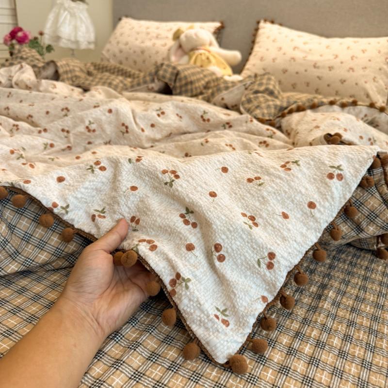 2026 A-Class Skin-Friendly Puff Cotton Bedding Set Soft Duvet Cover Bed Sheet Pillowcases