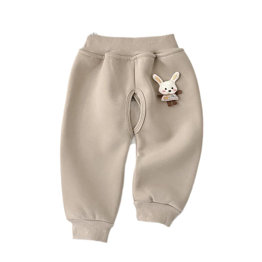 Infant & Toddler Velvet Thermal Open-Crotch Pants for Autumn/Winter