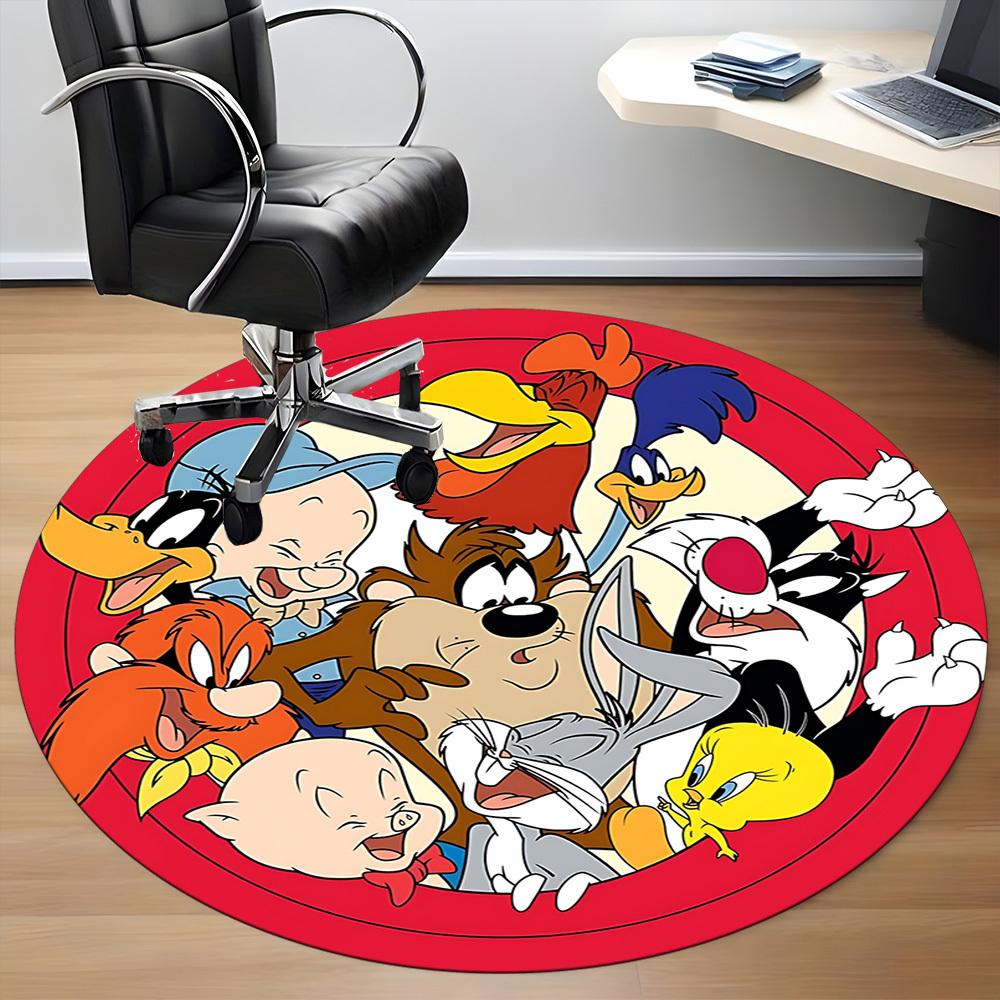 1pc Looney Tunes Office Round Area Rug, Under Office Chairs Bedroom Living Room Home Decor, Room Decoa1016157