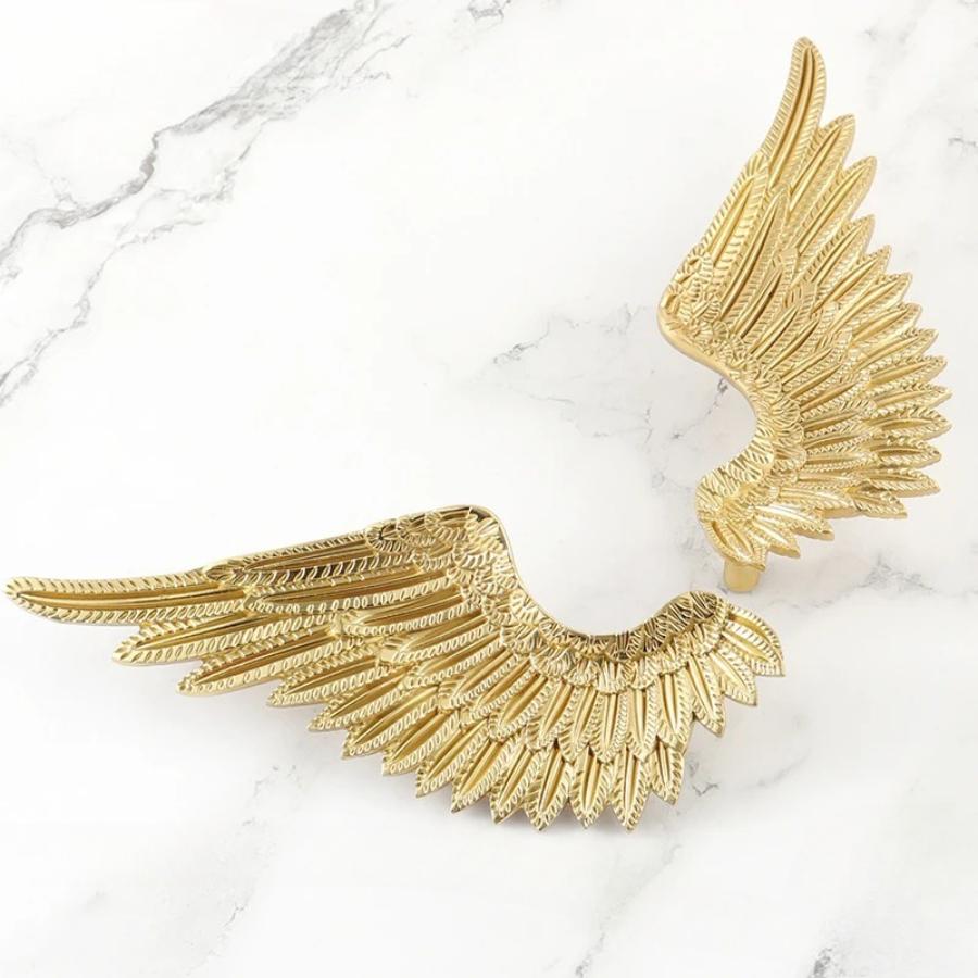 Brass Solid Wardrobe Handle Golden Creative Angel Wing Decoration Accessories Home Decoration Kitchen Cabinet Door Handle