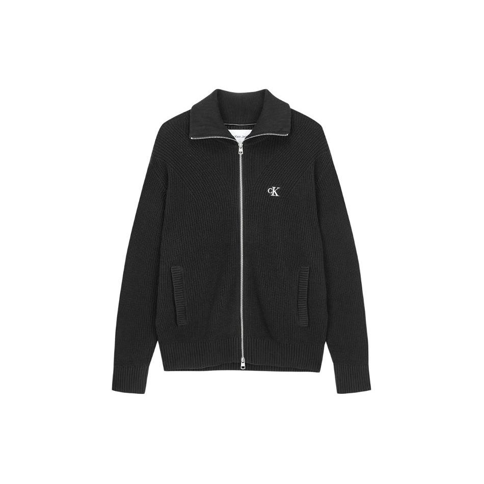 Calvin Klein Logo Zip Knit Sweater Men Sweater Black J324799-BEH