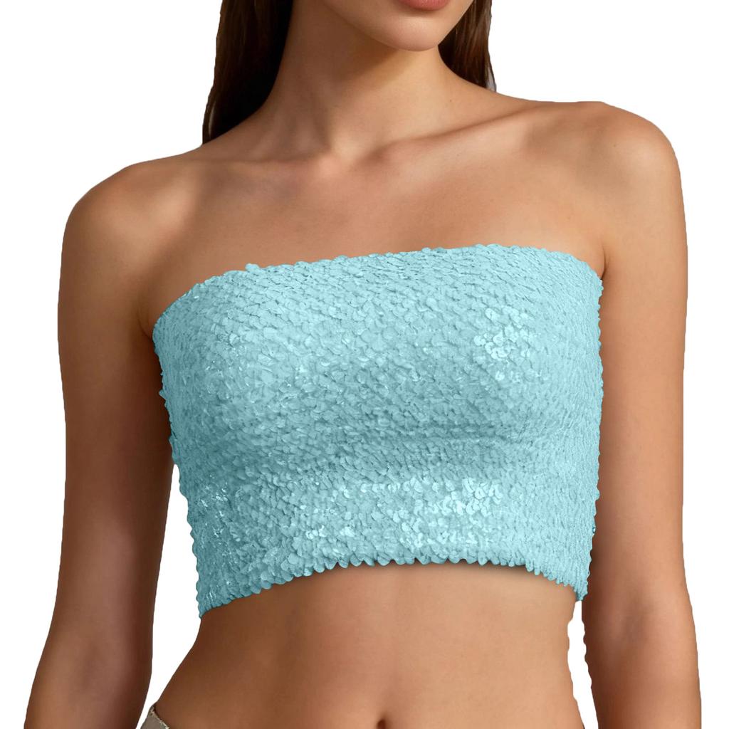Women's Fashionable And Sexy Sequined Strapless Top