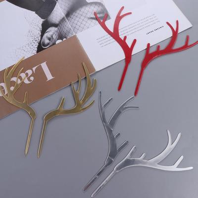 Wedding Baby Shower Elk Acrylic Xmas Gold Silver Christmas Decoration Cake Topper Deer Antler Party Supplies