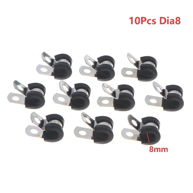 10Pcs Stainless Steel Cable Clamp 6-20mm Insulated Wire Hose Mounting Clip for Off-Road Vehicle Wiring Plumbing Repairs