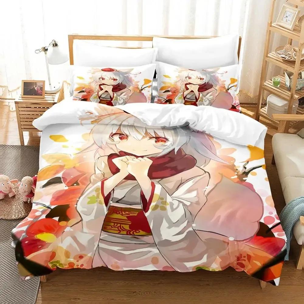 Kawaii Inubashiri Momiji Touhou Bedding Set Single Twin Full Queen King Size Bed Set Adult Kid Bedroom Duvet Cover Set