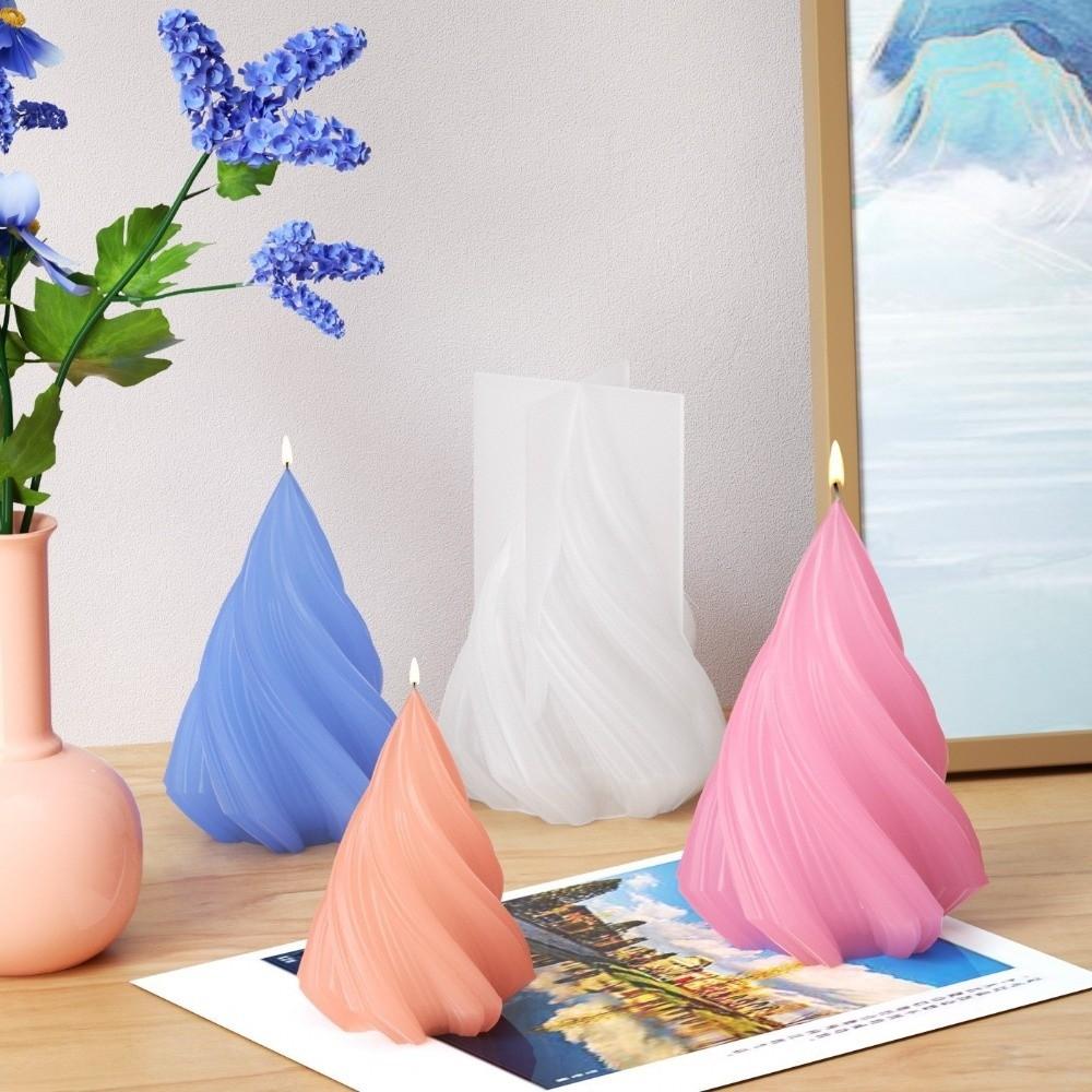 New Silicone Scented Candle Mold Swirl Design Abstract Art Plaster Resin Mold Craft Making Taper Candle Mould Christmas Gifts