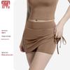 Women's High-Waist Ruched Mini Skirt with Built-in Shorts for Yoga and Fitness