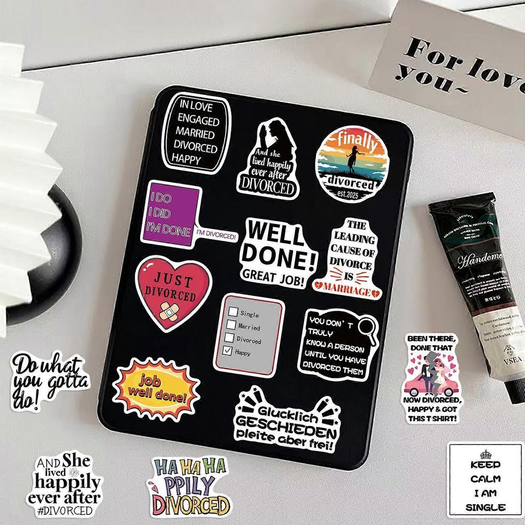 Creative Divorce Design Sticker Decals Collection 50Pcs Auto Adhesive Decorative Labels For Phone Technology Accessories Multicolor