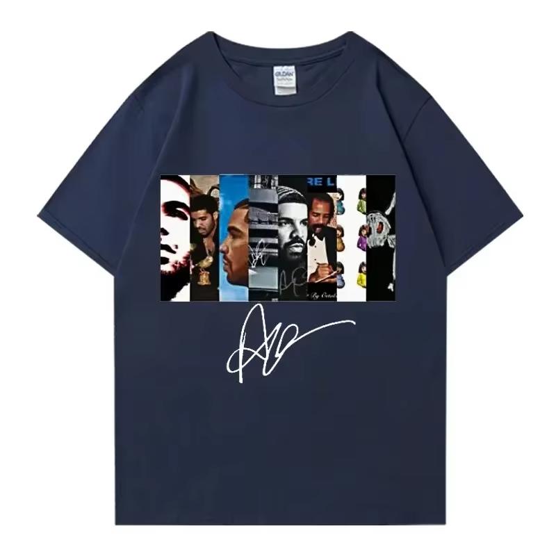 Mens Drake retro rapper character print pure cotton shortsleeved Tshirt hiphop casual wear top Springsummer new Fashion