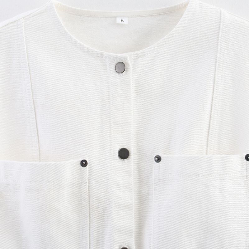 Kaslead New Women clothes Western Style Fashion Simple and Versatile 2-Color Denim Button Buckle Vest Top