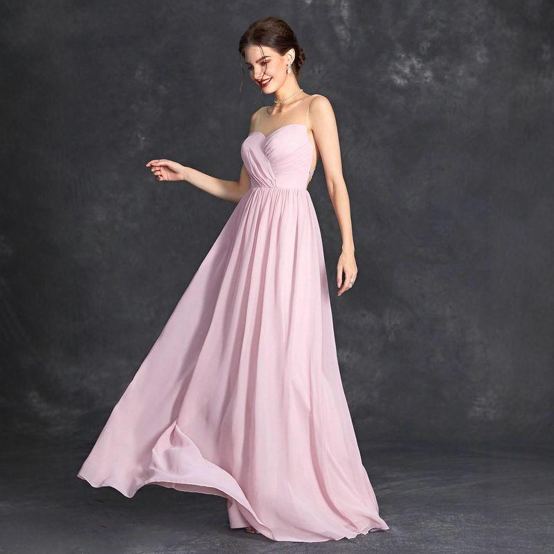 Amazon Foreign Trade Women's Off-Shoulder Bridesmaid Dress European and American Cross-Border Summer New Chiffon A-Line Dress Strapless Dress