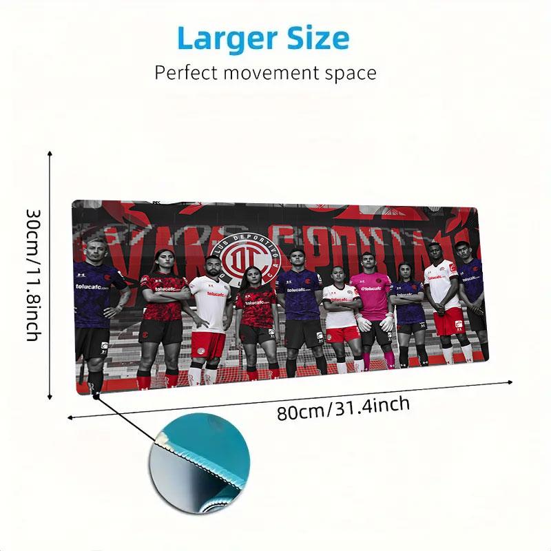 Toluca FC Mouse Pad, Large Gaming Desk Mat, Non-slip XXL Mousepad for Laptop & Tablet, Mini PC Playmat with Stitched Edges