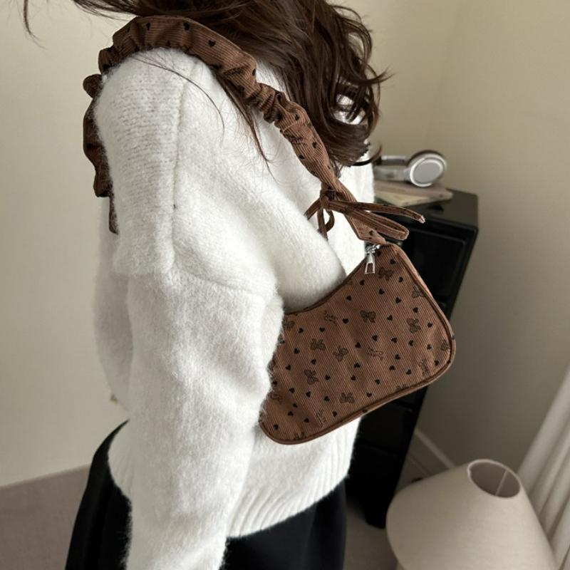 Japanese Sweet Top Handle Bag Fashi Print Textured Casual Crossbody Shoulder Bag Simple and Versatile Underarm Designer Bags