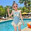 Girls One Piece Rash Guard Swimwear Quick Dry Princess for Beach Vacation