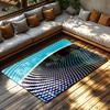 Tuniu Optical Illusion Blue Black Rug, Modern Abstract Carpet, Non-Slip Home Decor Floor Mat