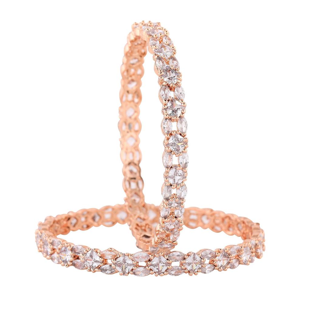 Spectacular Estele Designer Rose Gold Plated CZ Bracelet for Women