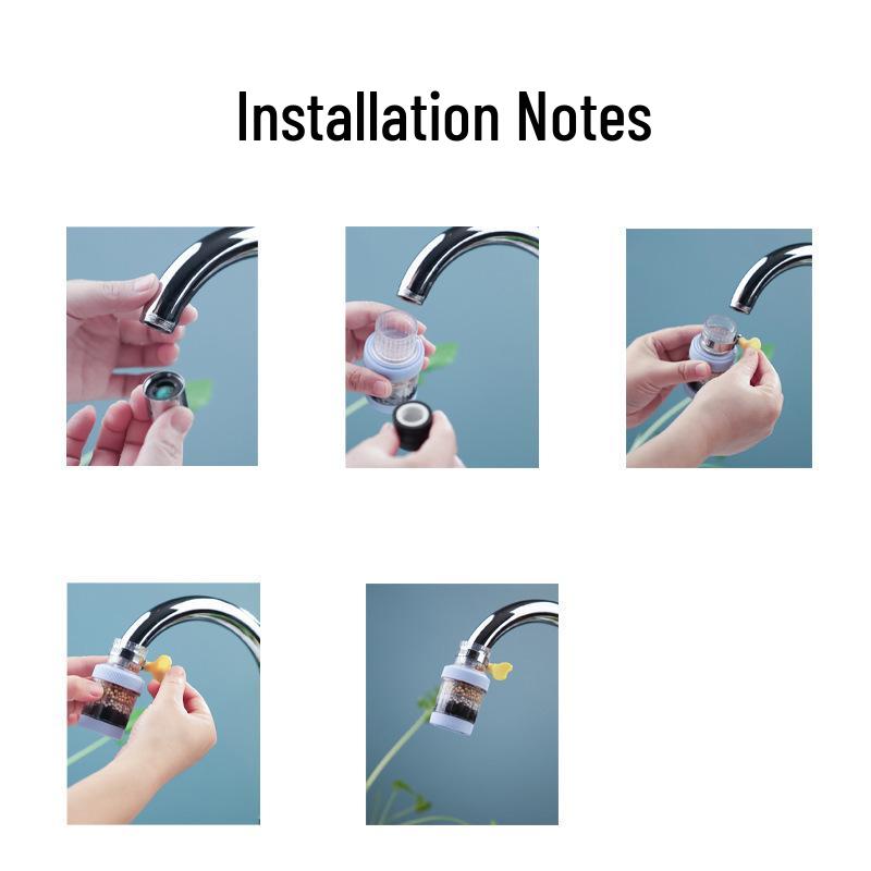 Universal 6-Layer Rotatable Faucet Filter: Detachable, Washable, Anti-Splash for Kitchen & Shower.