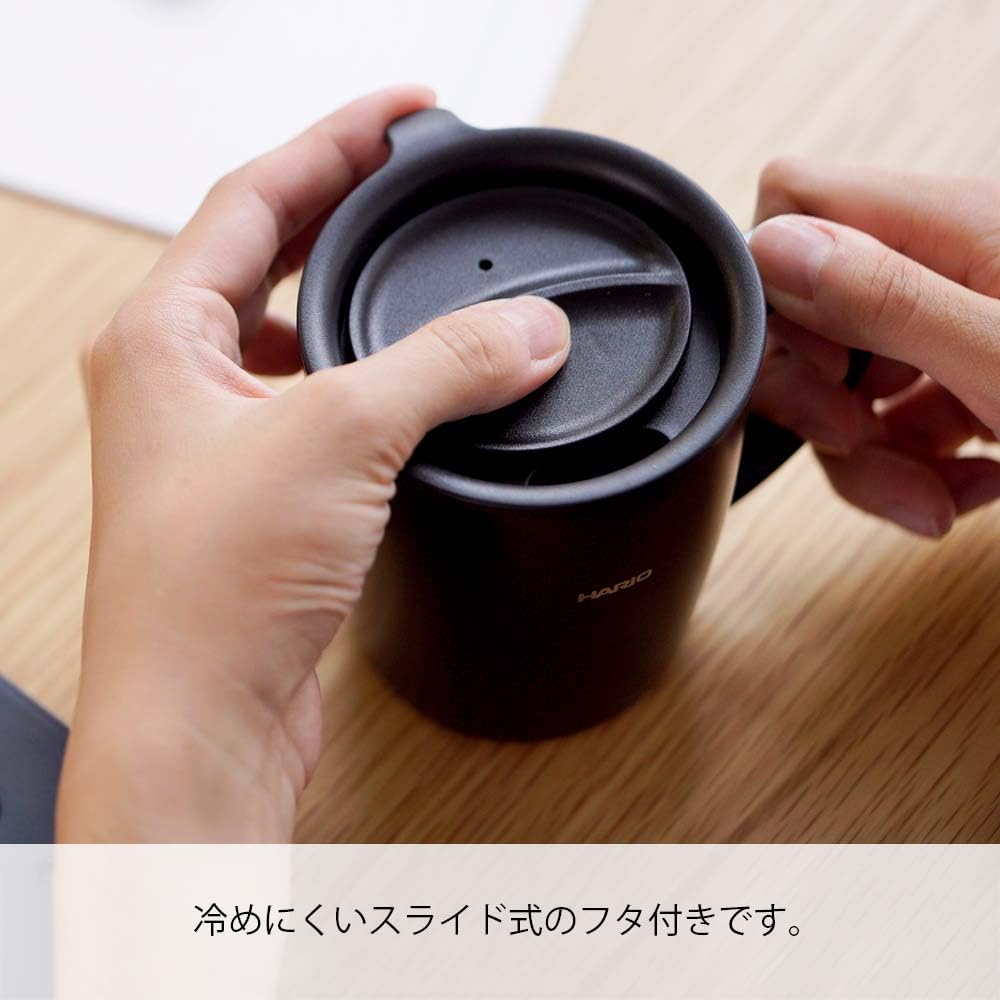 HARIO Mug Bottle Black 300ml HARIO Thermal Mug with Lid SMF-300-B