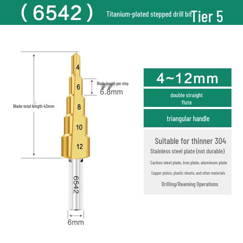 Cobalt-Stepped Twist Drill Bit for Hand Drills - Ideal for Steel & Stainless Steel