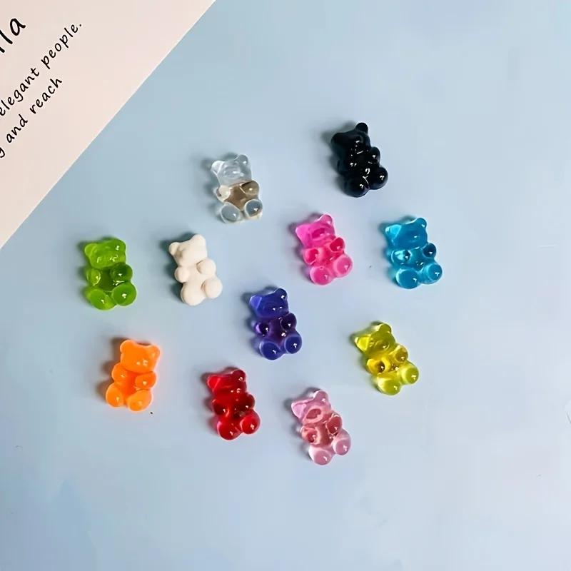 10PCS Random Color Resin Cartoon Bear Refrigerator Sticker Kitchen Magnetic Whiteboard Card Refrigerator Decor