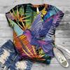 Summer Bird Pattern 3D Digital Print Women's Plus Size Fashionable Short Sleeved T-shirt