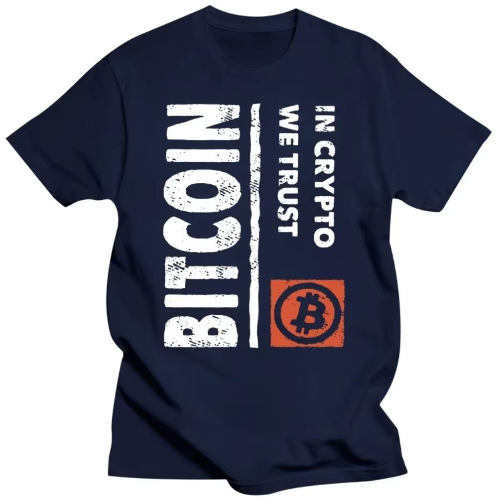 Vintage Grunge Bitcoin Retro In Crypto We Trust T Shirt for Men Pure Cotton T-shirt Short Sleeves BTC Tee Cryptocurrency Tshirt