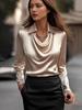2025 Women's Long Sleeve Cowl Neck Print Shirt