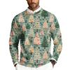 Men's Christmas Printed Crewneck Long Sleeve Ribbed Knit Pullover Sweater | Relaxed Fit Casual Business Knitwear For Holiday Parties & Daily Wear