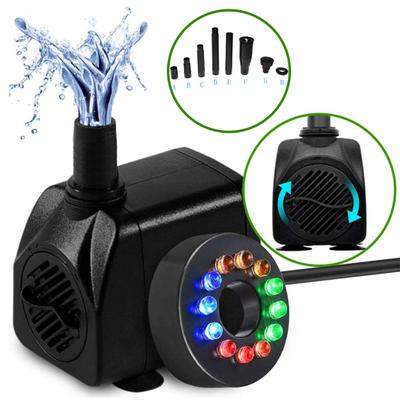 Brunnenpumpe mit LED-Licht 12 Lampenperlen Starker Saugnapf Hydrokultur Gartenteich Fischtank