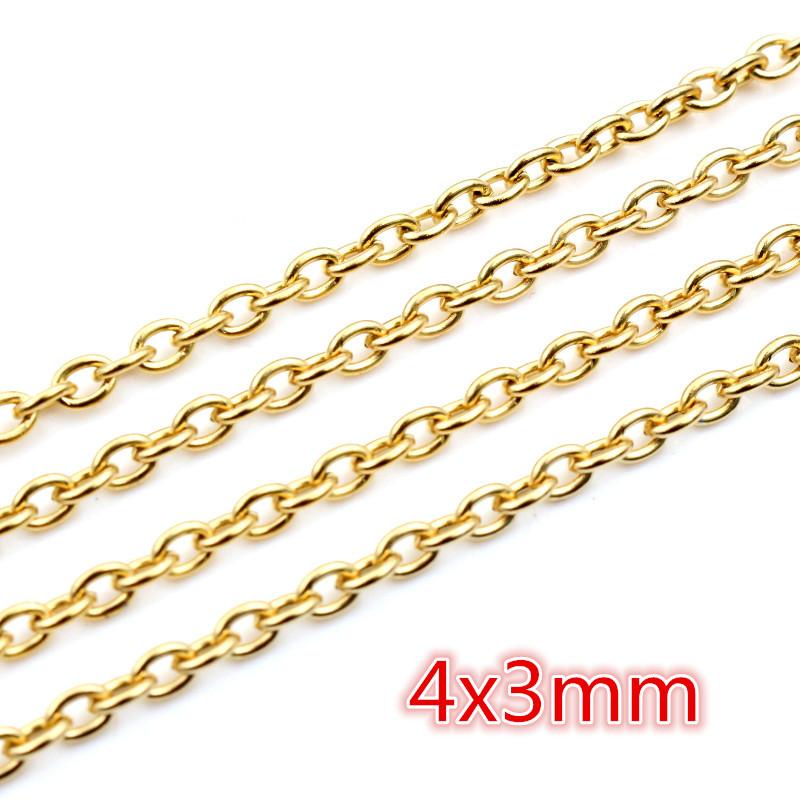 5 Meters/Lot Never Fade Stainless Steel Gold Plated Necklace Chains For DIY Jewelry Findings Making Materials Handmade Supplies