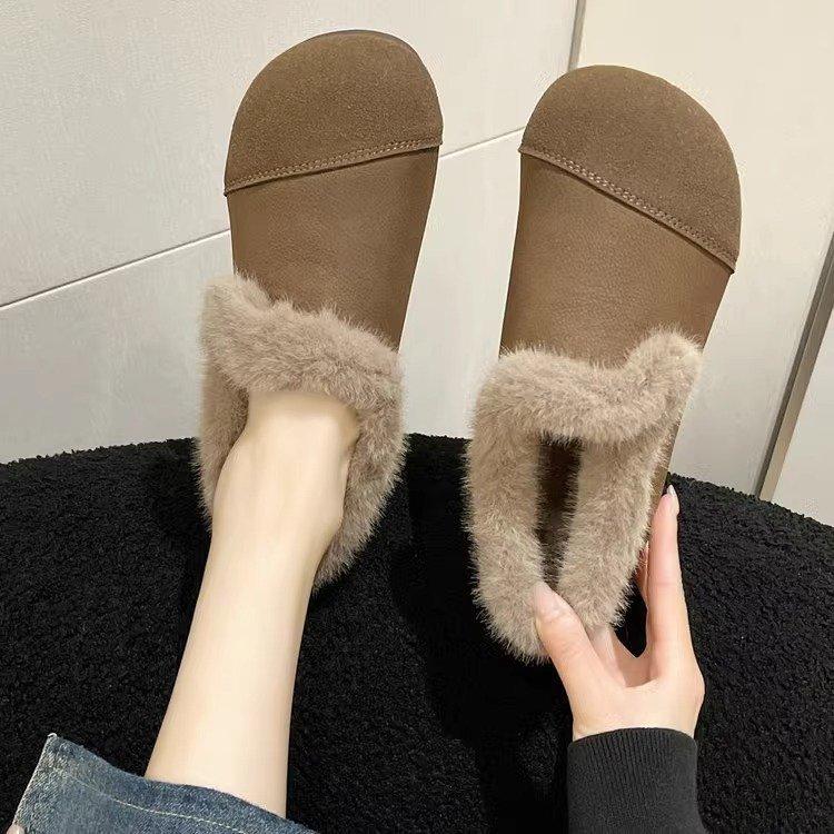 Warm cotton shoes low-top Doudou shoes mother shoes women's 2025 winter new soft-soled non-slip piled thickened fluffy shoes