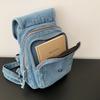 Vintage Solid Color Denim Backpack Large Capacity Multifunctional Chest Bag