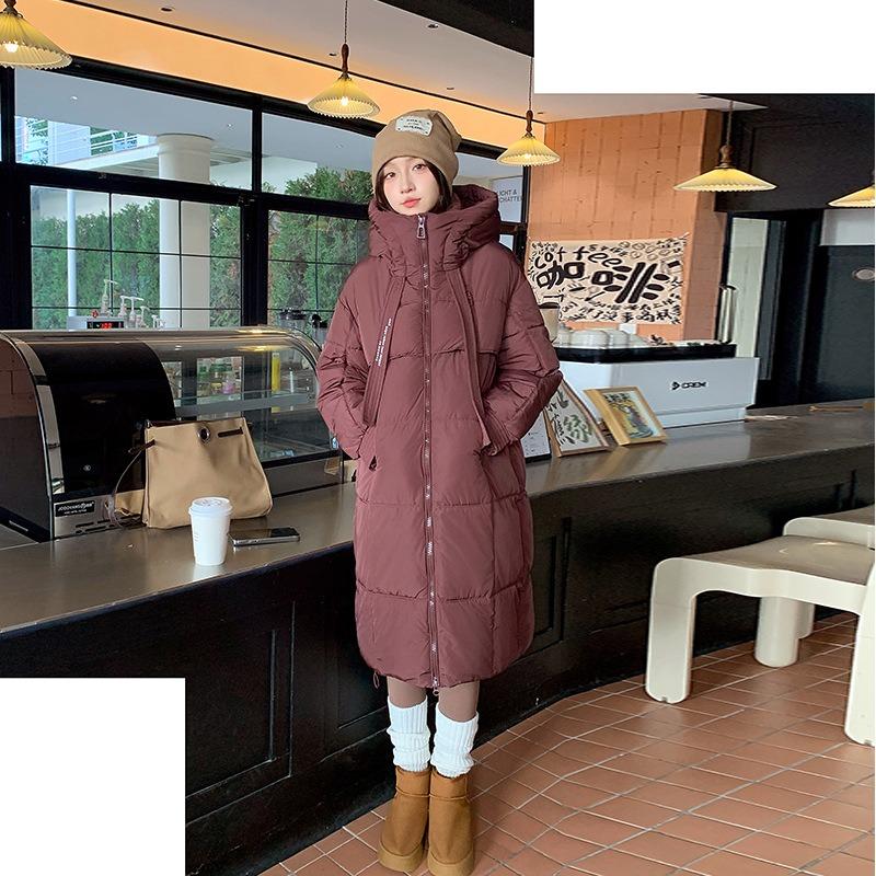 

Новая утолщенная пуховая хлопковая одежда для женской длинной хлопковой одежды выше колена, свободная одежда-хлеб, зимние хлопковые куртки, тренд XL suggestion [150-170] catties кирпич красный