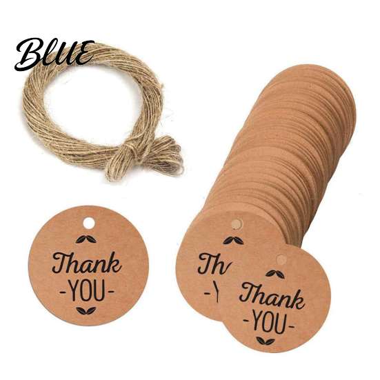 Rustic Wedding Favor Tags 100Pcs Paper Thank You with String, Round Gift Tags, Pre-Punched Hole Hanging for Party Favors and DIY Packaging Birthday