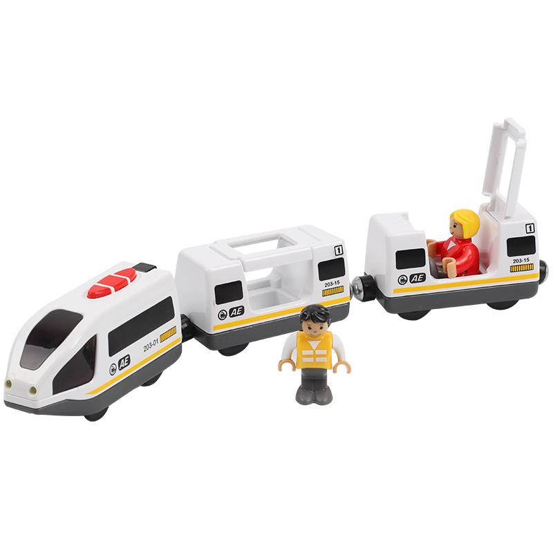 Kids RC Electric Train Set Locomotive Magnetic Train Diecast Slot Toy Fit for Wooden Train Railway Track Toys for Children Gifts