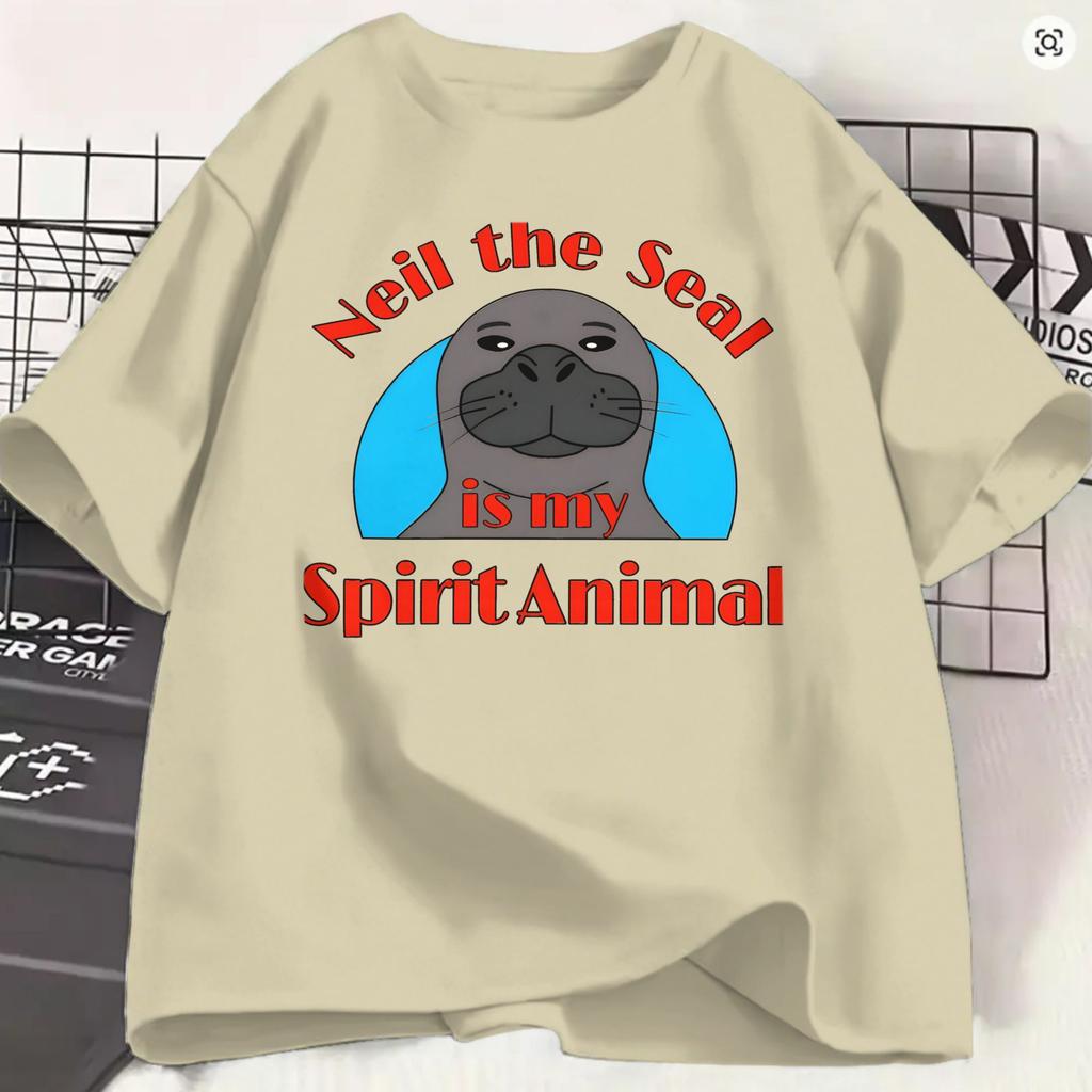 Neil The Seal 100 Cotton T Shirt For Unisex Summer My Spirit Animal Funny T Shirts Oneck Harajuku Tees Oversized Loose Clothes